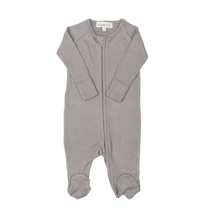 Long Sleeve Romper with Feet - Fog