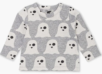 Long Sleeve Slub Jersey Crewneck Tee - Halloween Ghost - 12-18m - T-shirt