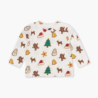 Long Sleeve Slub Jersey Crewneck Tee - Holiday Cookies - T-shirt
