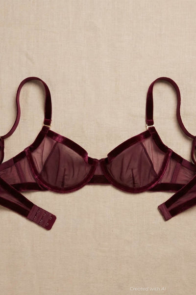 Loud & Proud Demi Bra - Burgundy & Sheer - Bra
