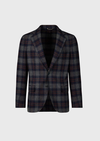 Wool & Cashmere Plaid Jacket - Grey/Navy