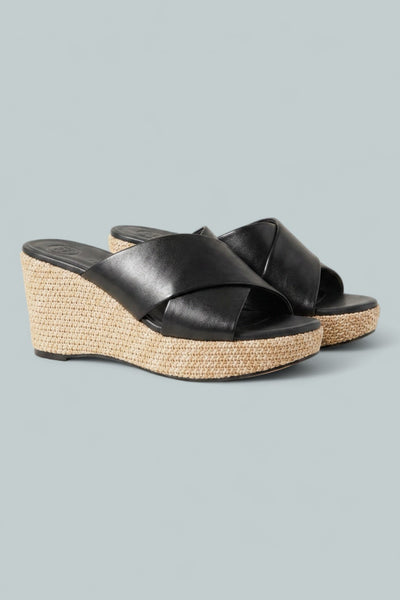 Women's Ashley Wedge Sandals - Black Star Leather