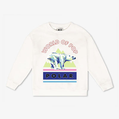 Printed "Polar" sweatshirt for kids in organic cotton - Off White