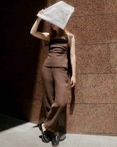Ryder Linen Halter Top - Chocolate