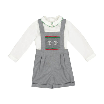 Flannel Boy Dungaree & Shirt - George Grey