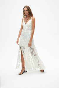 Embroidered Long Dress - Ecru