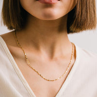Dapped Bar Chain Gold-Filled Necklace