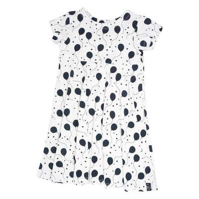 Swirly Girl Short Sleeve Dress - Black Balloons