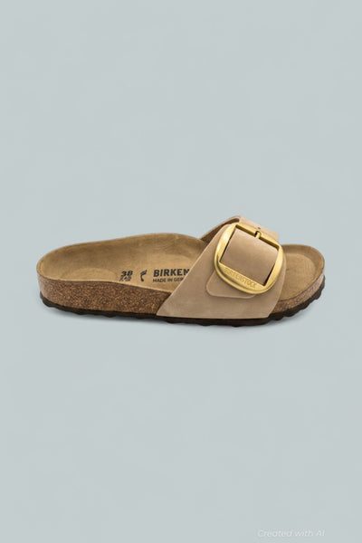 Madrid Big Buckle Sandals - Beige - Sandals
