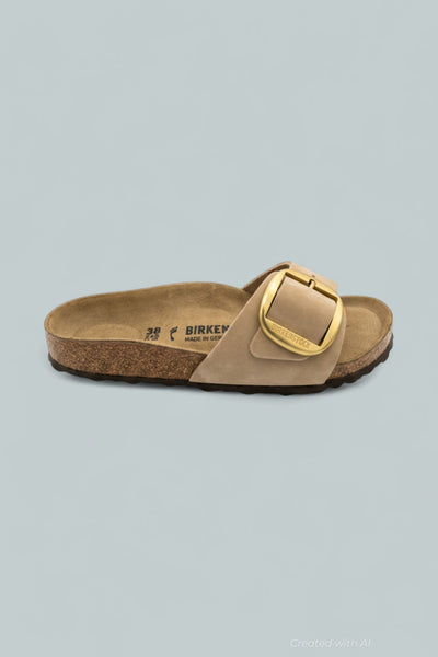 Madrid Big Buckle Sandals - Beige - Sandals