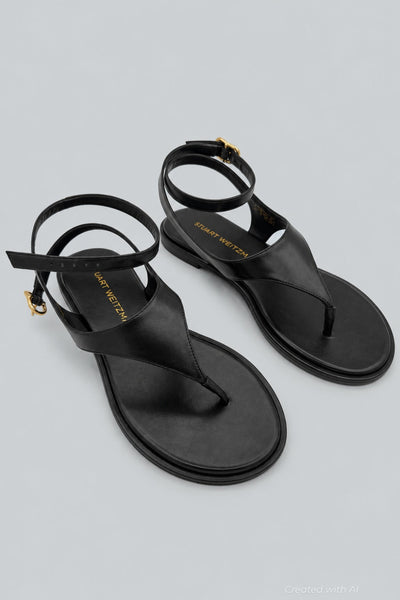 Marley Leather Sandals - Black - 7 - Loafers