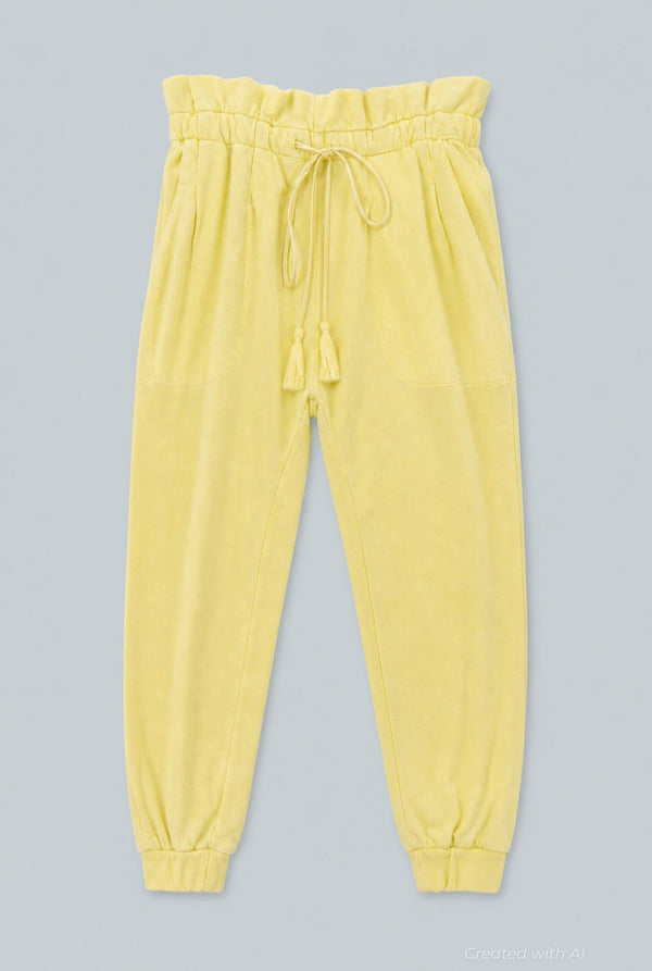 Meghan Paperbag Sweatpants - Yellow - Sweatpant