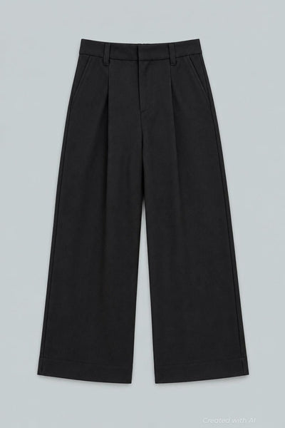 Melange High Waisted Wide Leg Pants - Black - Pants
