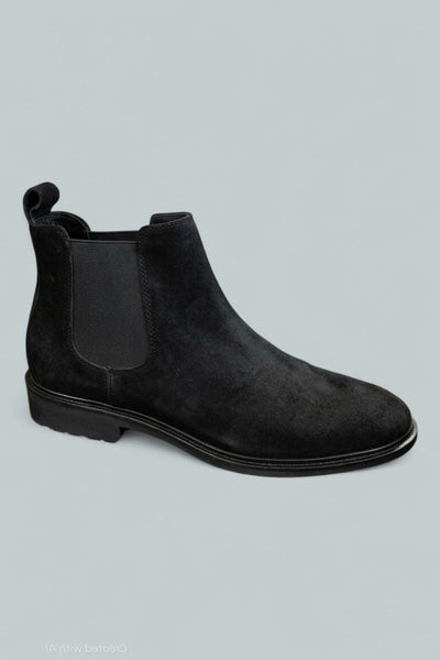 Men’s Casual Pull On Chelsea Boots Exclusive - Black Suede - Boots