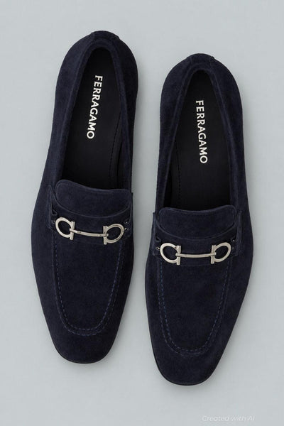 Men’s Gancini Suede Loafers - Navy - Loafers