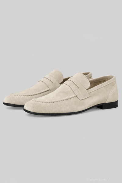 Men’s Lastra Suede Penny Loafers - Sand Suede - 9.5 - Loafers