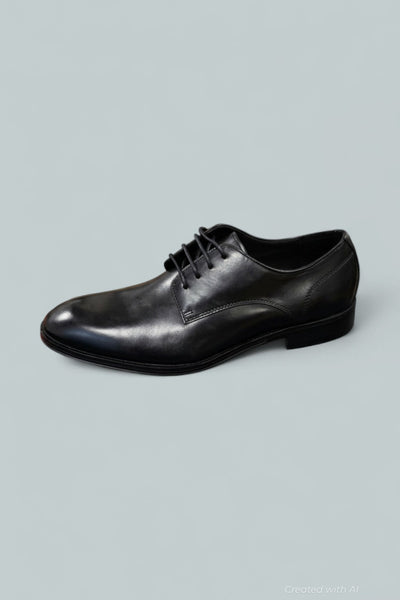 Men’s Plain Toe Lace Up Derby Shoes Exclusive - Black - 8 - Derby