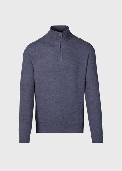 Merino Wool Quarter Zip Pullover - Grey - S (38) - Sweater