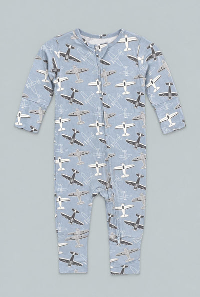 Vintage Airplanes Convertible Romper - Blue Aircrafts