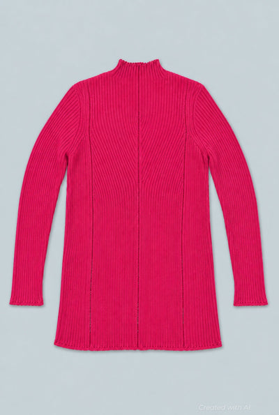 Mock Neck Sweater - Hot Pink - Mockneck