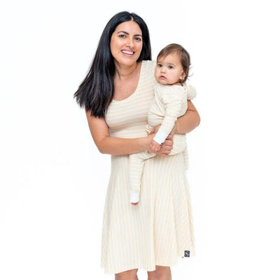 Mommy Swirly Girl Dress - Vintage Stripe Honeycomb - Small - Dresses