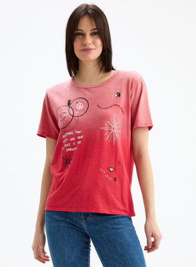Peaceful Mind Wide T-Shirt - Sunfaded Hibiscus
