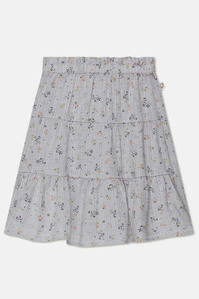 Muslin floral flared skirt - Soft grey - Skirt