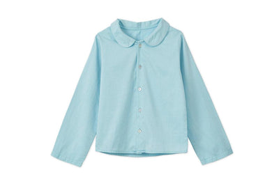Ls Organic Cotton Woven Peter Pan Collared Shirt - Sky Blue
