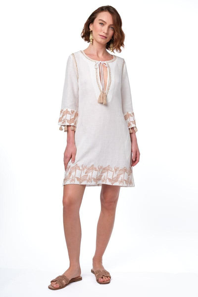 Nina Tunic - White / Beige Embroidery
