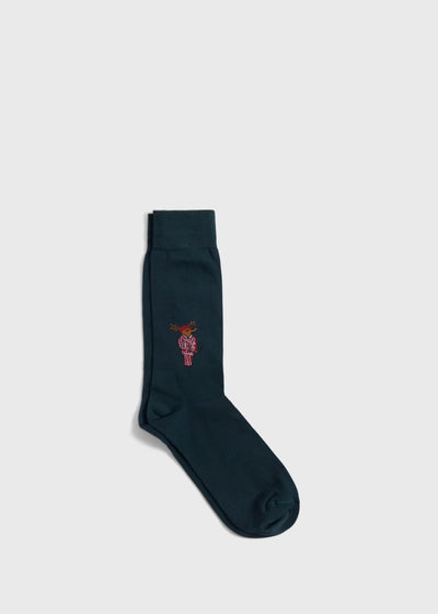 Prancer Holiday Sock - Dark Green