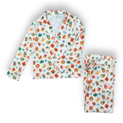 Womens Relaxed Button Down Pajama Set - Holiday Gifts