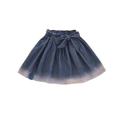 Denim Skirt with Belt - Indigo - Skirt