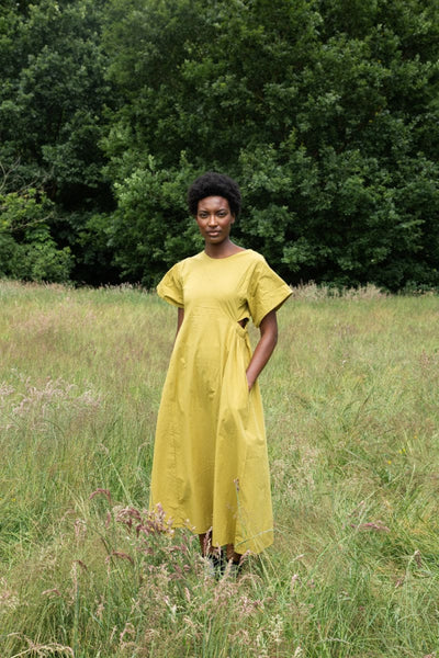 Nathalia Organic Cotton Dress - Bright Olive - Dresses