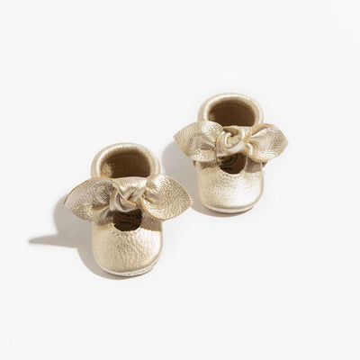 Newborn Platinum Knotted Bow Baby Shoe - Soft Sole / Newborn - ’Flats - Baby Kids Adult All’