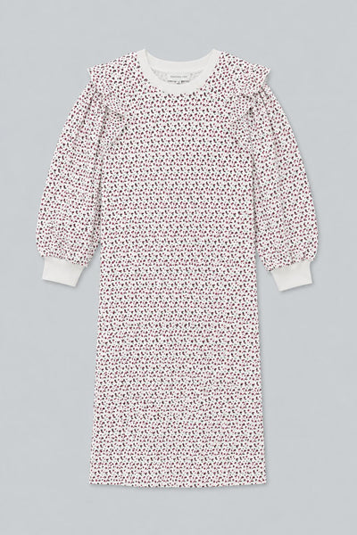 Meghan Ruffle Sweatshirt Dress - White