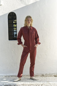 Dorothy Cotton Jumpsuit - Burgundy