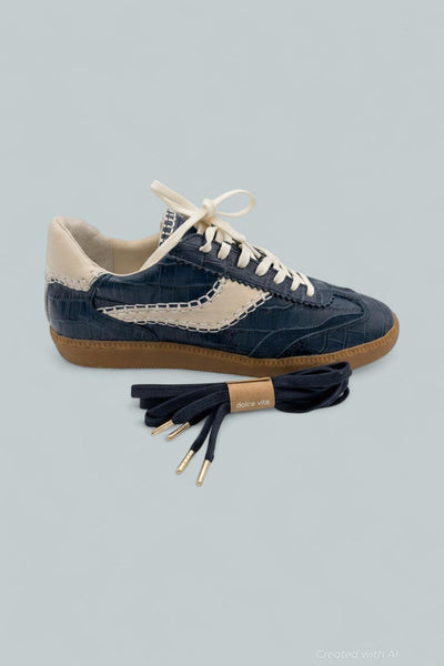 Notice Stitch Croco Embossed Sneakers - Ink Croco - 8.5 - Sneaker