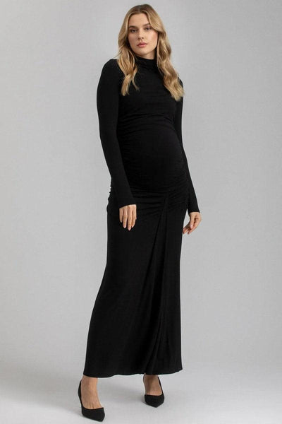 NIKE Maxi Maternity Skirt With Side Ruching In Soft Bamboo Jersey - Black