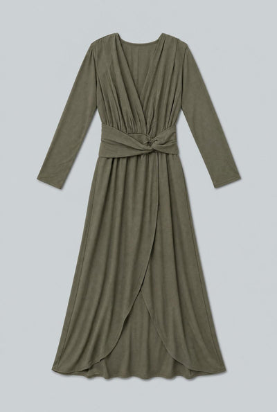 V-Neck Wrap Gown - Olive
