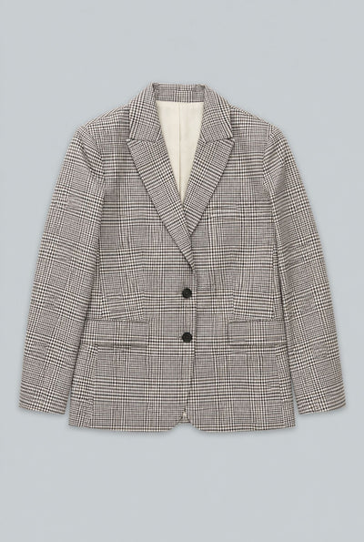Plaid Oversized Blazer - Gray Combo