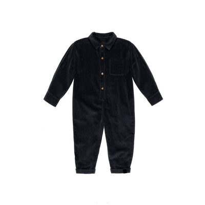 Kids Corduroy Mechanic Jumpsuit - Black