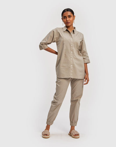 All in One Shirt - Poplin Ecru - XL - Button Down Shirt