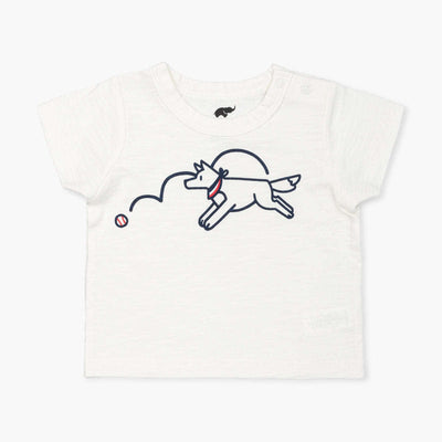 Short Sleeve Crewneck Tee - Red, White + Woof