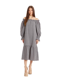 Kennedy Dress - Black Seersucker