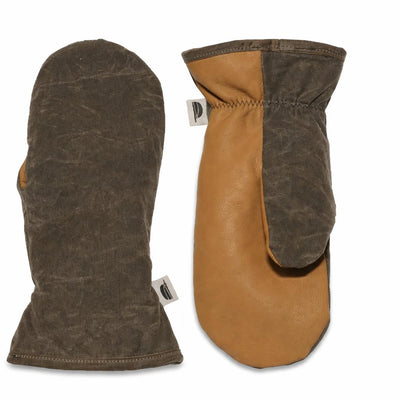 Waxed Cotton Tough Mitts - Sand/dk Leather