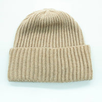 Chunky Ribbed Hat With Folded Cuff - Beige