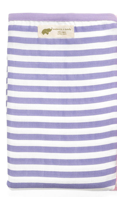 Organic Muslin Swaddle - Purple Stripe - One Size - Swaddle