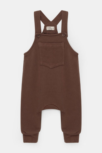 Organic plush baby overalls - Brown - 6M - Overalls