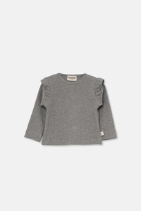 Soft rib ruffled baby sweater - Grey