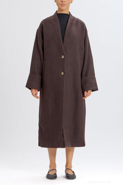 Oversized Coat - Brown - Coat